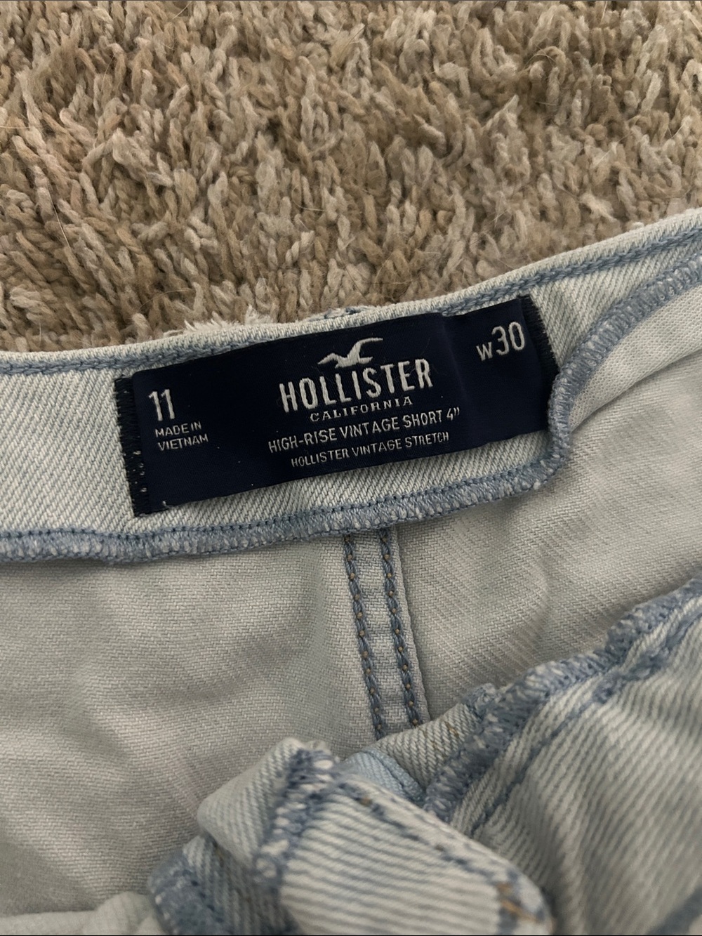 Hollister Light Gray Frayed Hem Denim Shorts - Picture 2 of 2